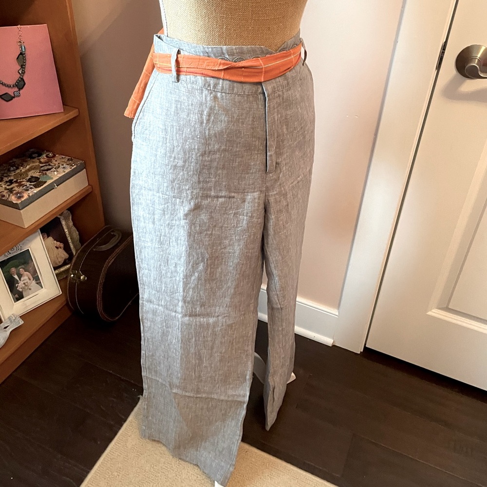 NWOT Phase Eight Wide Leg 100% Gray Linen Trousers